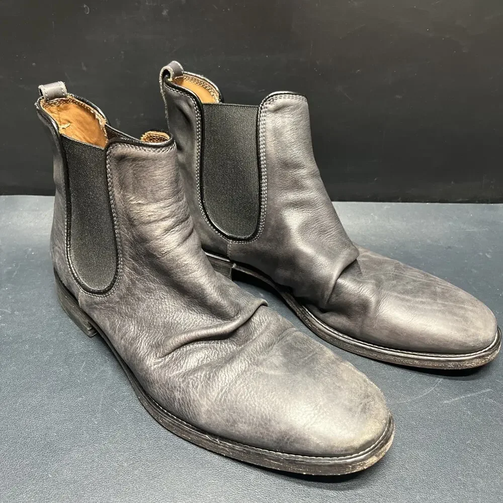John Varvatos Fleetwood Distressed Leather Chelsea Boot Mens Size 9 Smokey Gray
